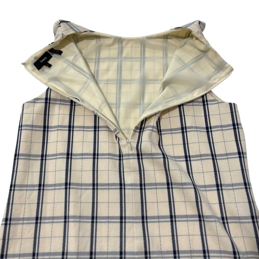 Theory Sleeveless Plaid Dress - Size 8 - Ivory - Shift, Above Knee, Work Classic - Picture 7 of 12